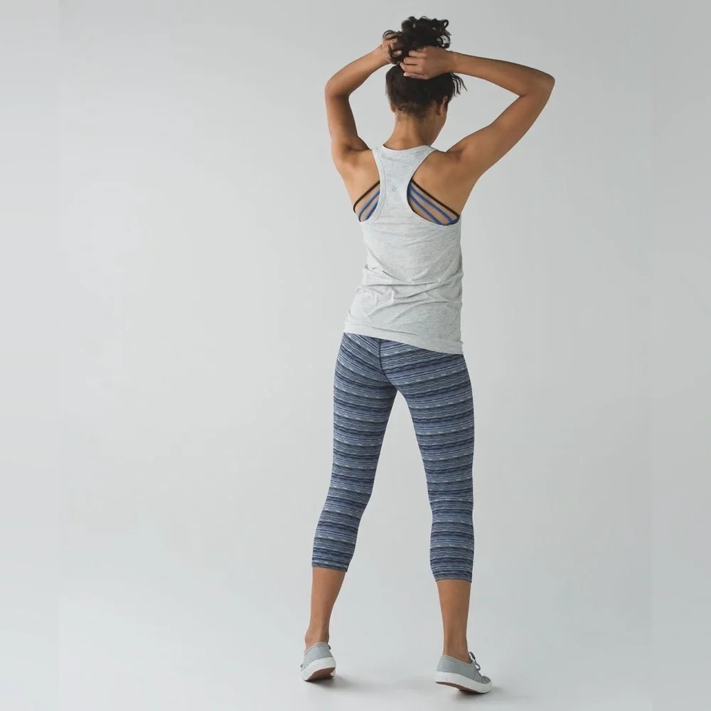 LULULEMON - Wunder Under Crop -  Space Dye Twist Sapphire Blue Multi Sz 4